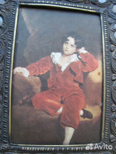 Картина на шёлке рамка бронза