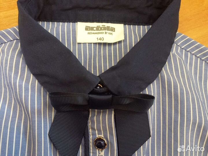 Рубашка школьная на девочку размер 140 акула