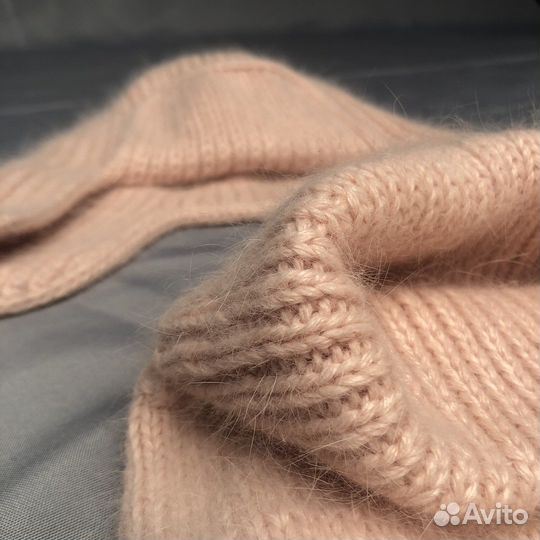 Шапка ушанка, вязаный комплект,набор