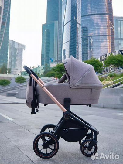 Новая Коляска 3 в 1 Mowbaby Zoom PU gold beige
