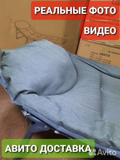 Кровать раскладушка с матрасом и подушкой карповая