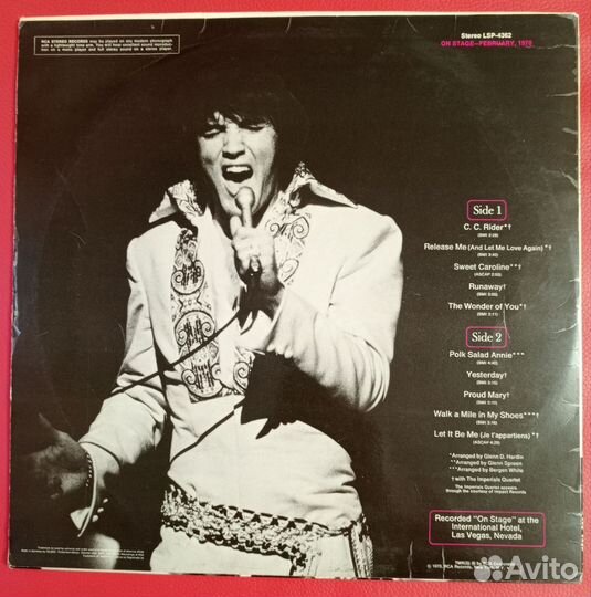 LP Elvis Presley – On Stage - February 1970 RCA US