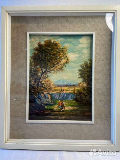 Парные картины маслом на меди, винтаж Италия