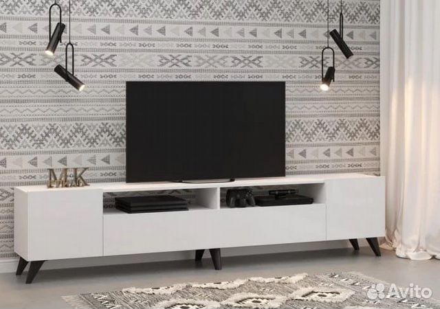 Тв тумба 2.13 метра белый глянец