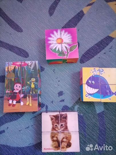 Мозаика+деревянные кубики 4 набора