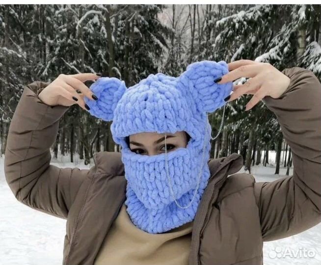 Балаклава вязаная с ушками