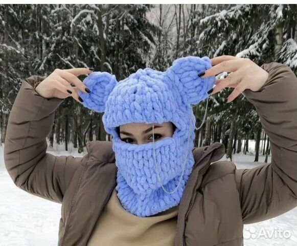Балаклава вязаная с ушками