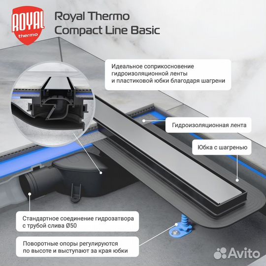 Лоток душ. 700мм Royal Thermo Compact Line Basic