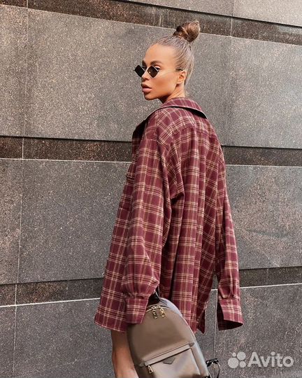 Рубашка тренд женская оверсайз в клетку