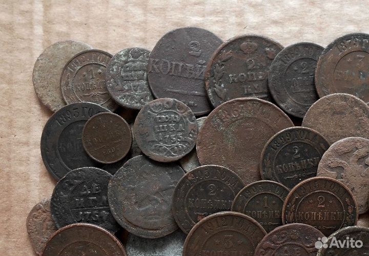 Старинные медные монеты 50 штук (лот-16А)