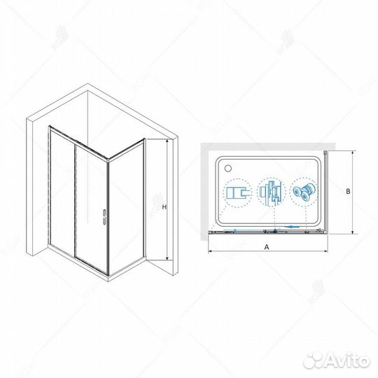 Душ. уголок RGW 200x100 Черный Стекло 34124290-014