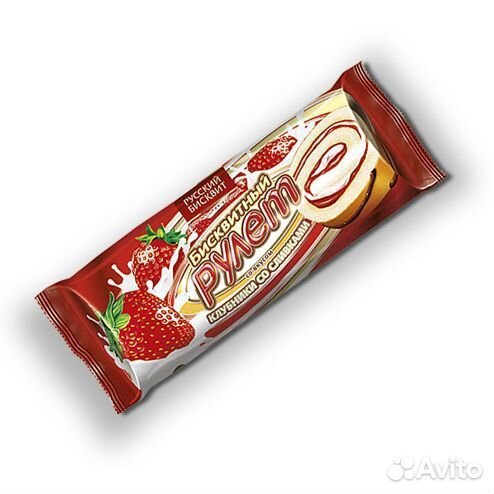 Рулет Русский Бисквит Клубника со сливками 175г