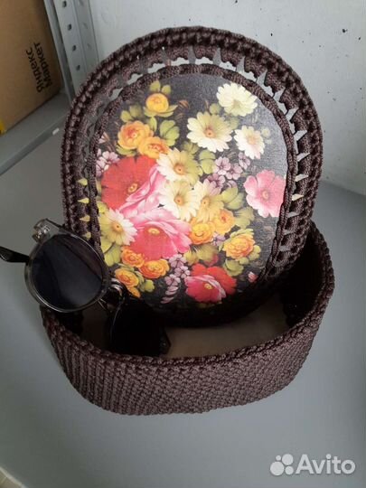 Вязаная шкатулка ручной работы узор Жостово