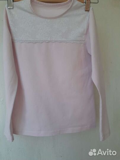 Блузка лонгслив базовая школа хлопок Россия 146