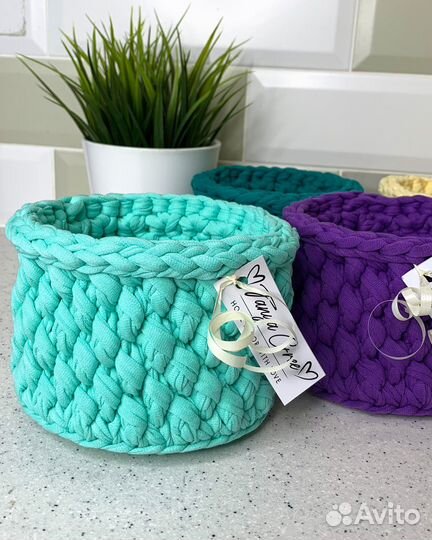 Корзинки из трикотажной пряжи