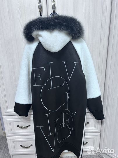 Дубленка двусторонняя с капюшоном