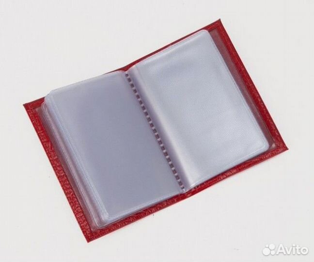 Визитница, 36 карт, кожа красный Россия