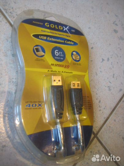Кабель USB 2.0 gold 1.8m HI-speed usb extension