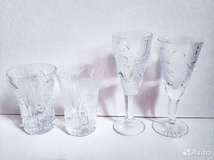Хрустальные рюмки на ножке, стопки, бокалы СССР