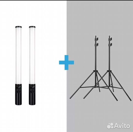 Комплект цветного RGB LED видеосвета стики+штативы