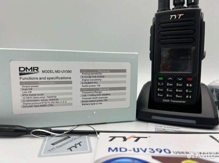 Цифровая рация TYT MD-UV 390 DMR aes256 с type-c