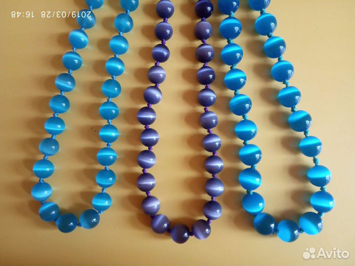 Бусы кошачий глаз. В ассортименте. Натуральный кам