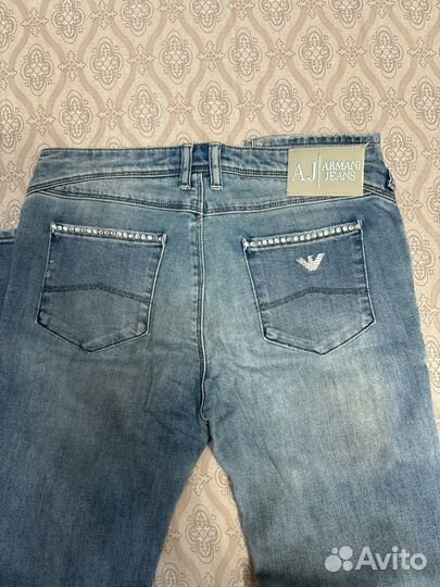 Джинсы прямые Armani Jeans голубые размер 26