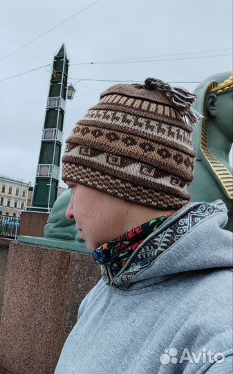 Шапка из Перу тонкая теплая альпака шерсть