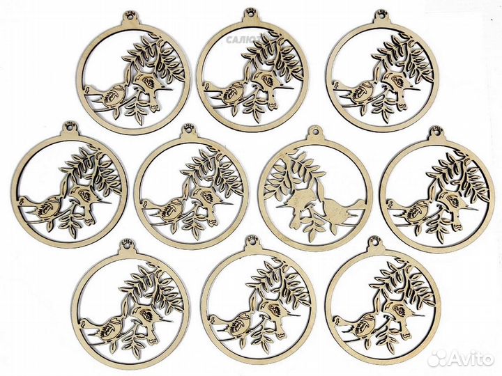 Набор дерев. елочных игрушек SH58 (10шт)