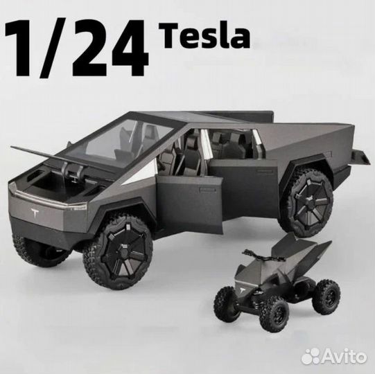 Машинка пикап Tesla Cybertruck с квадроциклом
