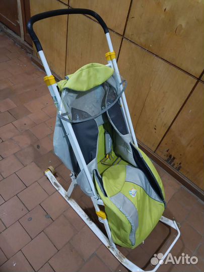 Детские санки коляска с колесами