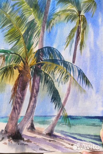 Картина акварель. Пальмы