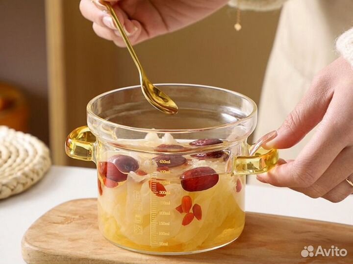 Стильная стеклянная кастрюля 300 мл и 450 мл