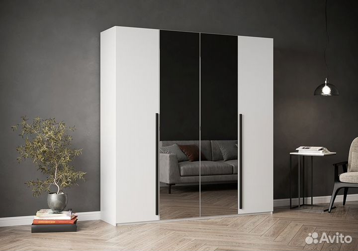 Шкаф 4-дверный 2 метра с зеркалами Малена