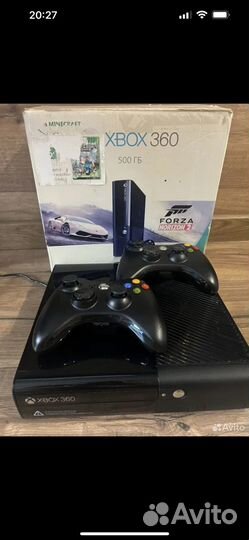 Xbox 360 e 500gb+45игр+2геймпада