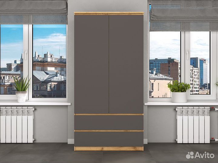 Распашной Шкаф с 2 дверями, 2 ящиками, полками Хит