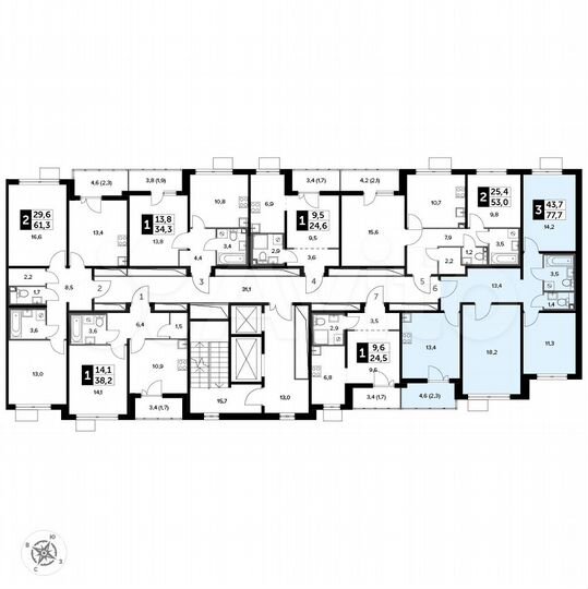 3-к. квартира, 77,7 м², 19/20 эт.