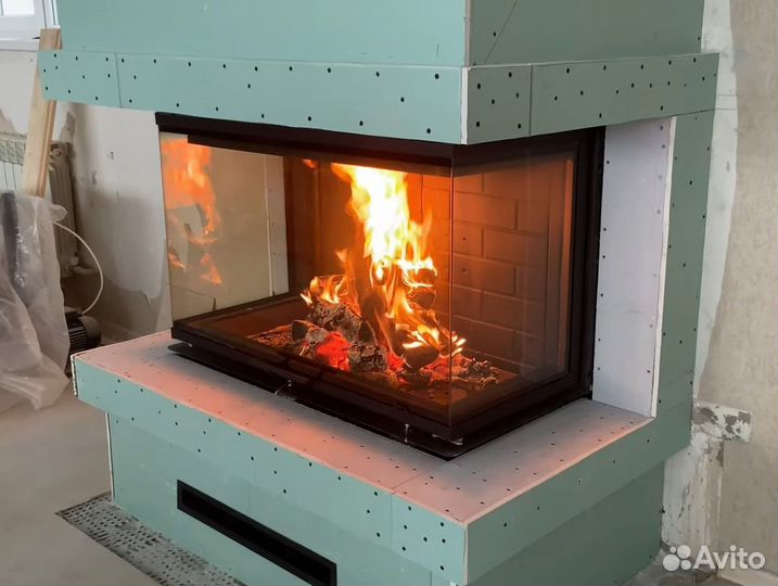 Каминная топка 3 стекла