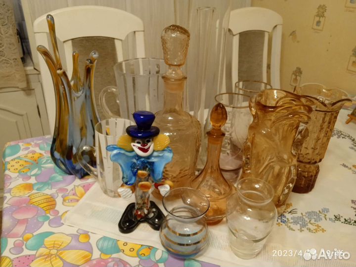 Стаканы,ваза,фужеры цветное стекло Чехословакия