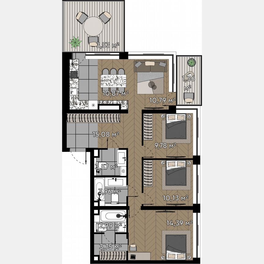 4-к. квартира, 90,2 м², 18/25 эт.