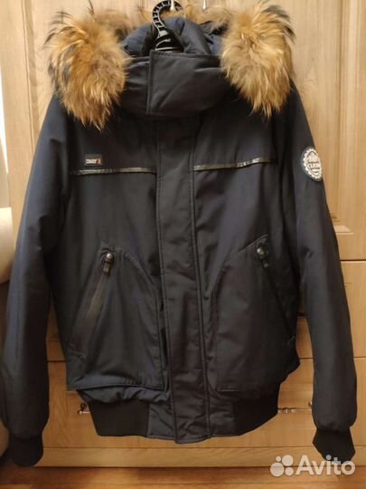 Куртка мужская бомбер Clasna с мехом енота р. 48