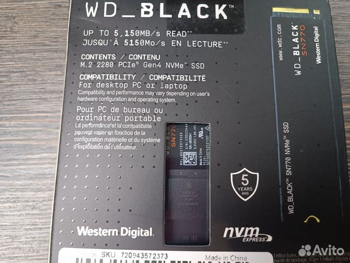SSD диск WD Black SN770 1Tb (новый)