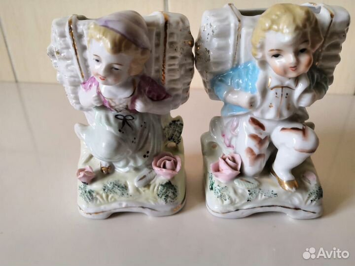 Пара с корзинами Фарфор Винтаж