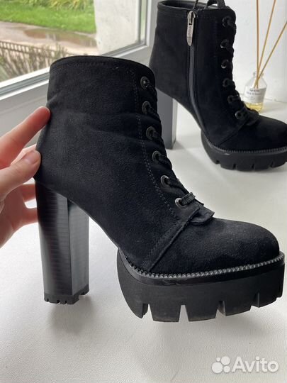 Ботильоны полусапоги зимние натуральная замша