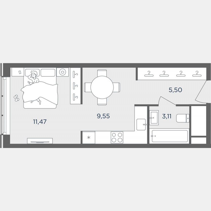 Квартира-студия, 29,6 м², 22/51 эт.