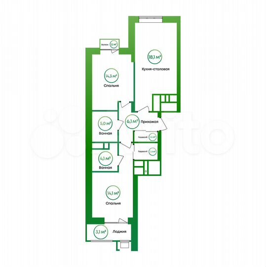 2-к. квартира, 67,7 м², 9/16 эт.