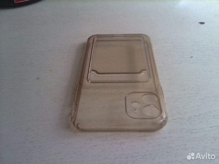 Бампер для iPhone прозрачный с карманом для карт