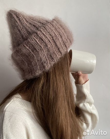 Пушистая шапка такори из мохера