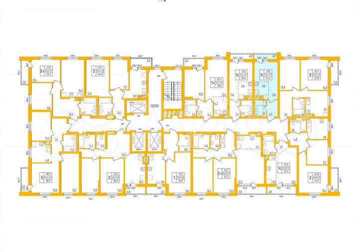 Квартира-студия, 22,4 м², 6/27 эт.