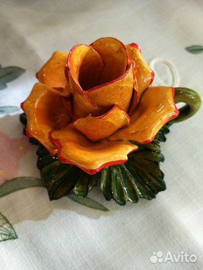 Роза подсвечник керамика Винтаж